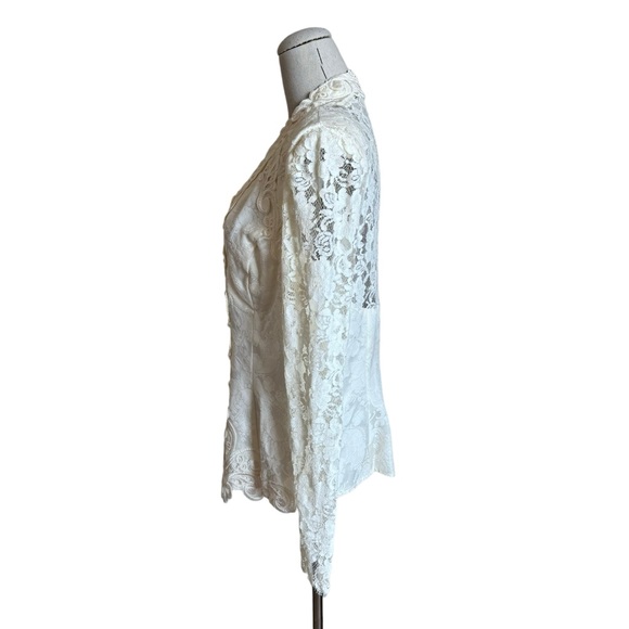 Jessica McClintock Bridal Ivory Vintage 80s Lace Pearl Jacket Top Victorian - Picture 7 of 11